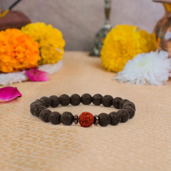 Rudraksha Bracelet With Lava Stone