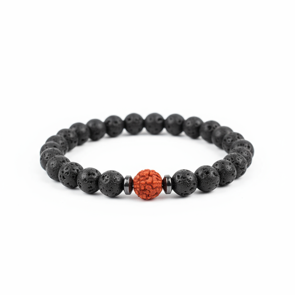 Rudraksha Bracelet With Lava Stone